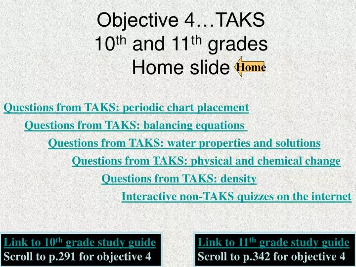 objective 4 taks 10 th and 11 th grades home slide n.