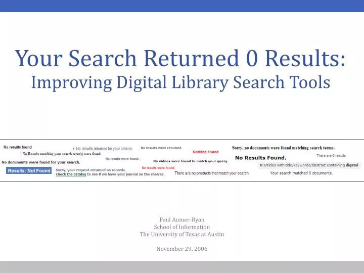 your search returned 0 results improving digital library search tools n.
