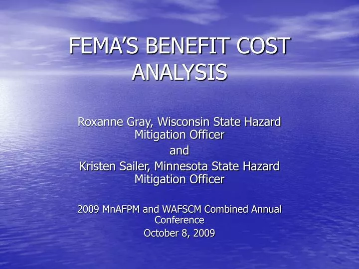 PPT FEMA’S BENEFIT COST ANALYSIS PowerPoint Presentation, free