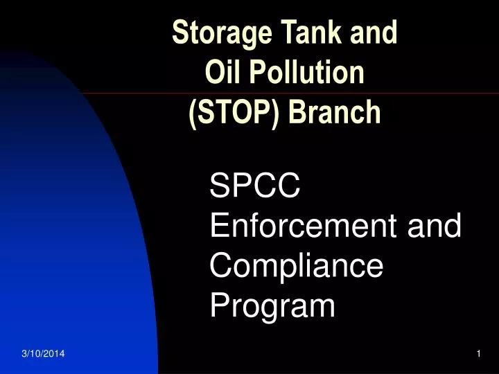 storage tank and oil pollution stop branch n.