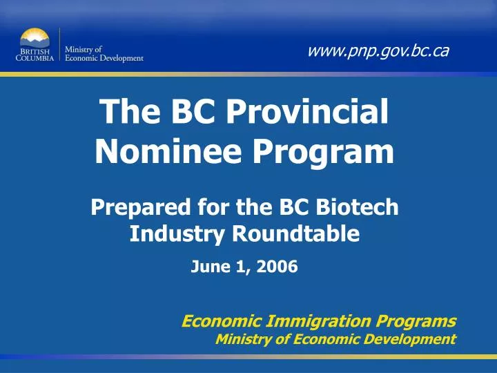 the bc provincial nominee program n.