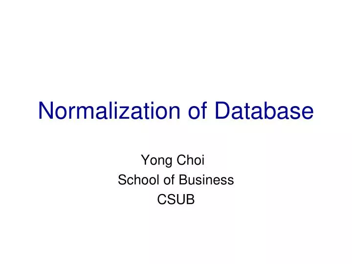 normalization of database n.
