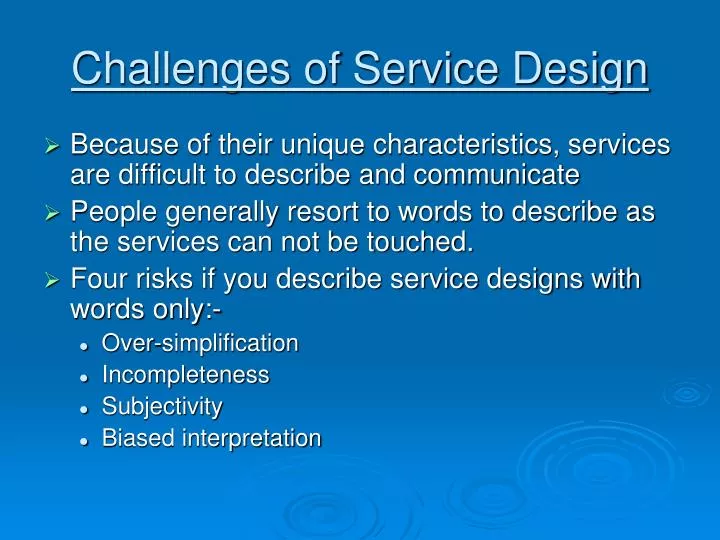 challenges of service design n.