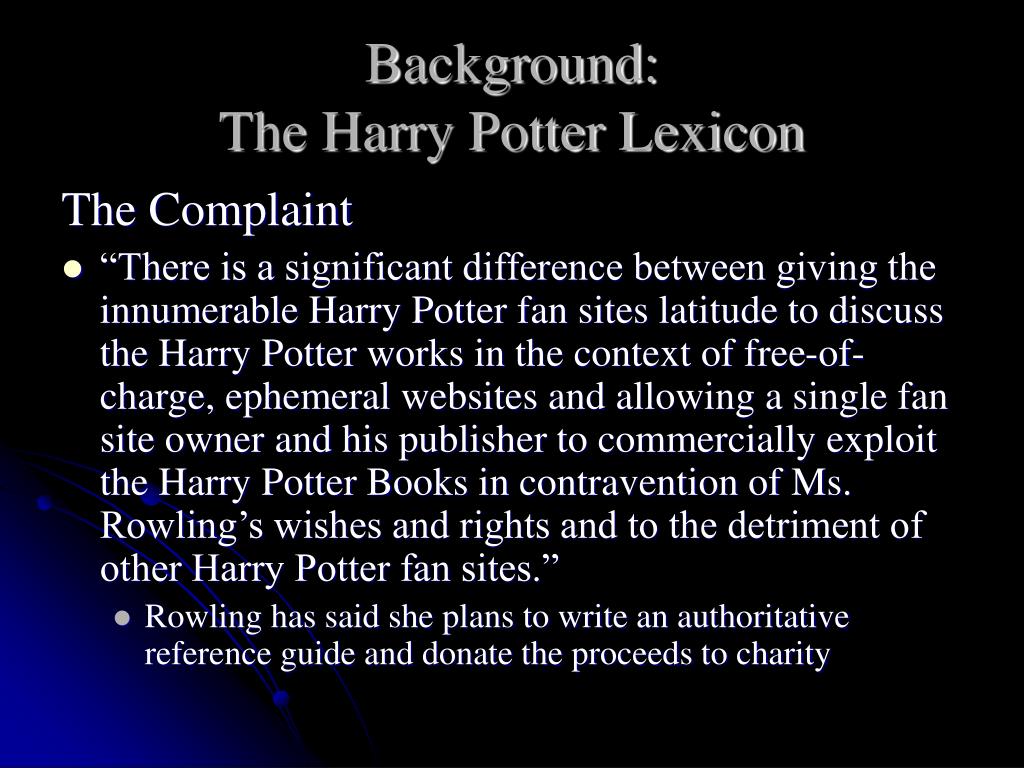 PPT - Fair Use In A Digital Age: A Closer Look At The Harry Potter ...