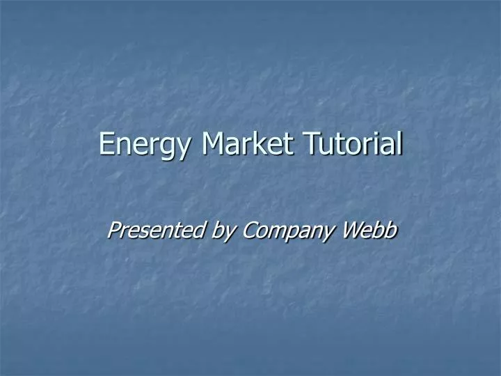 energy market tutorial n.