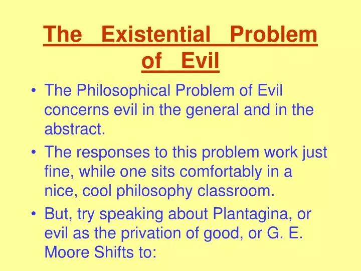 the existential problem of evil n.