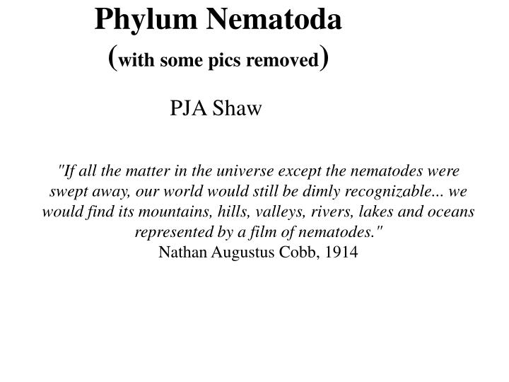 phylum nematoda with some pics removed n.