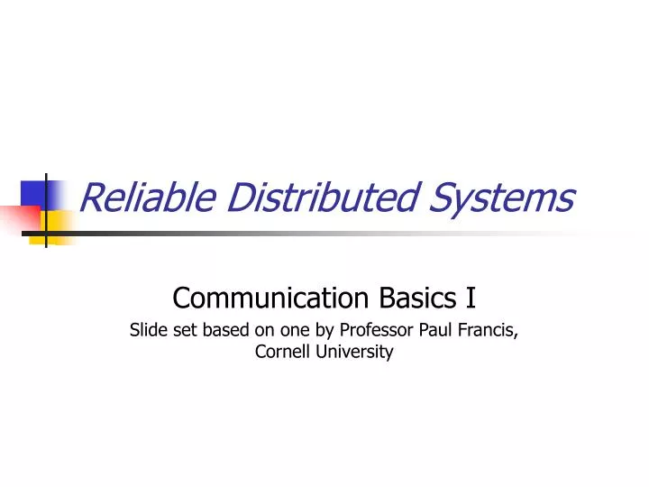 reliable distributed systems n.