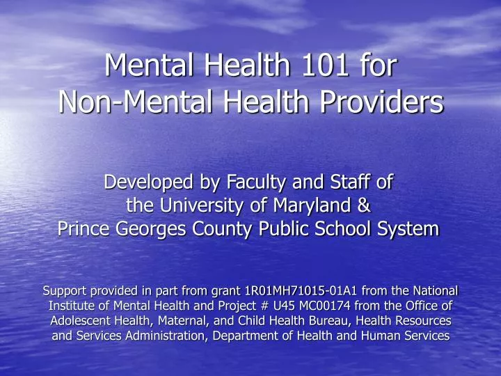 mental health 101 for non mental health providers n.