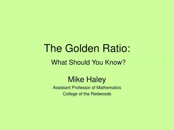 the golden ratio what should you know n.