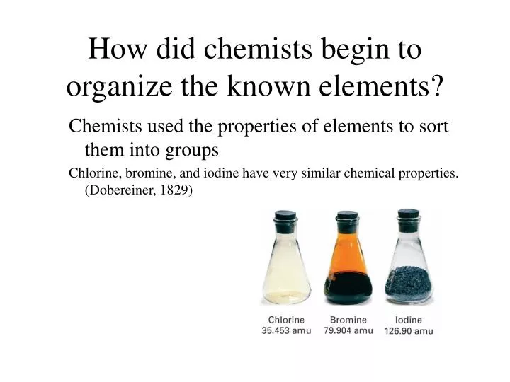 how did chemists begin to organize the known elements n.