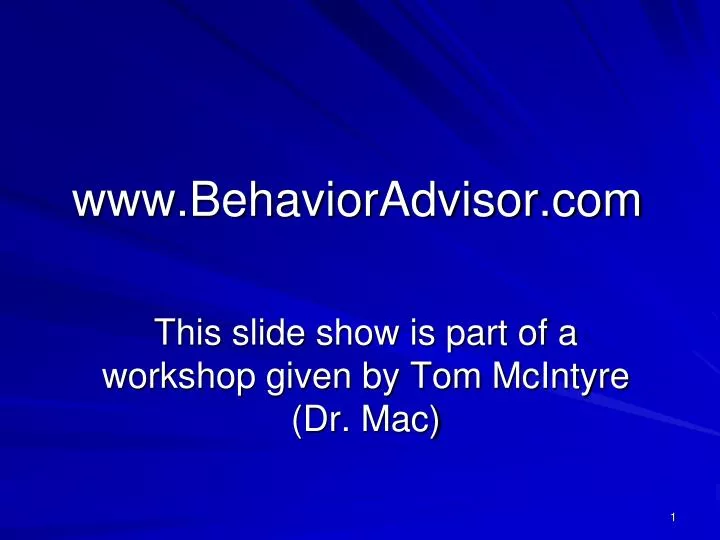www behavioradvisor com n.