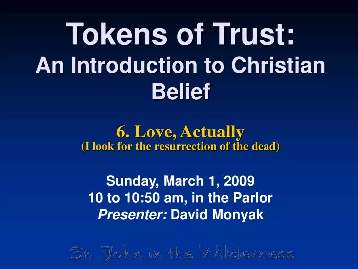 tokens of trust an introduction to christian belief n.