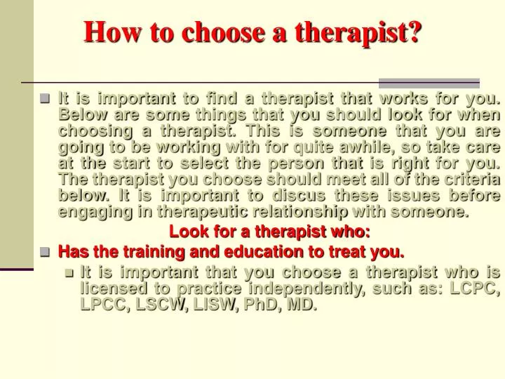 how to choose a therapist n.