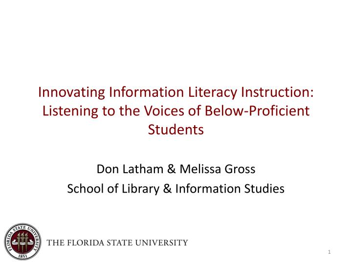 innovating information literacy instruction listening to the voices of below proficient students n.
