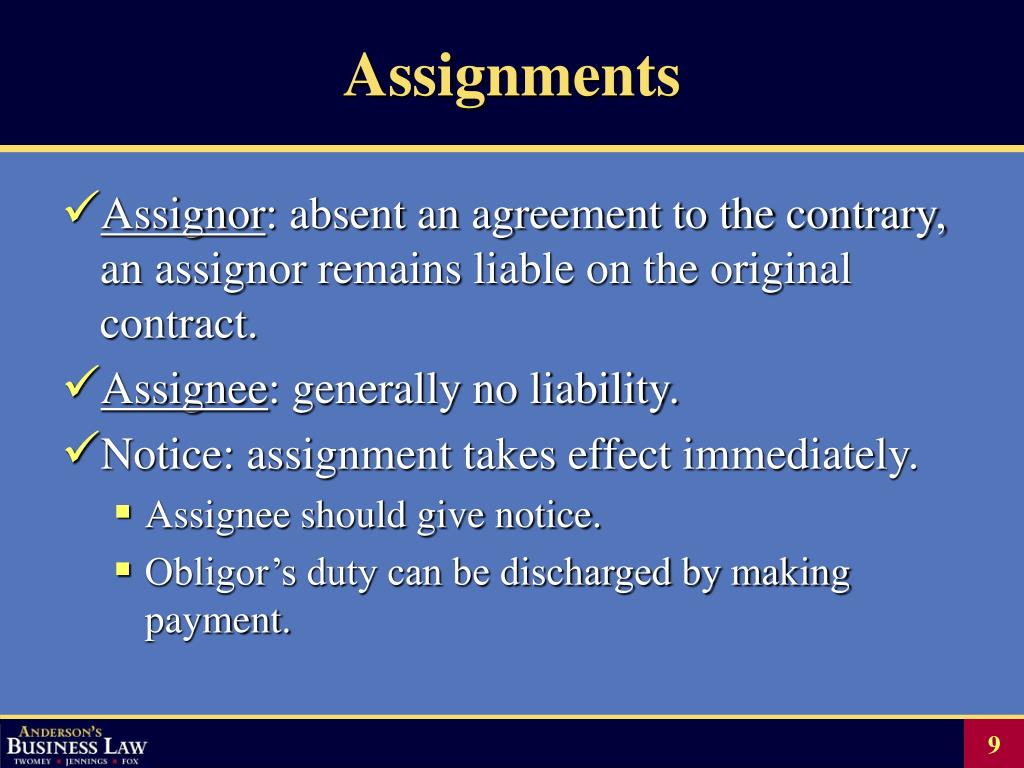 assignment assignor remains liable