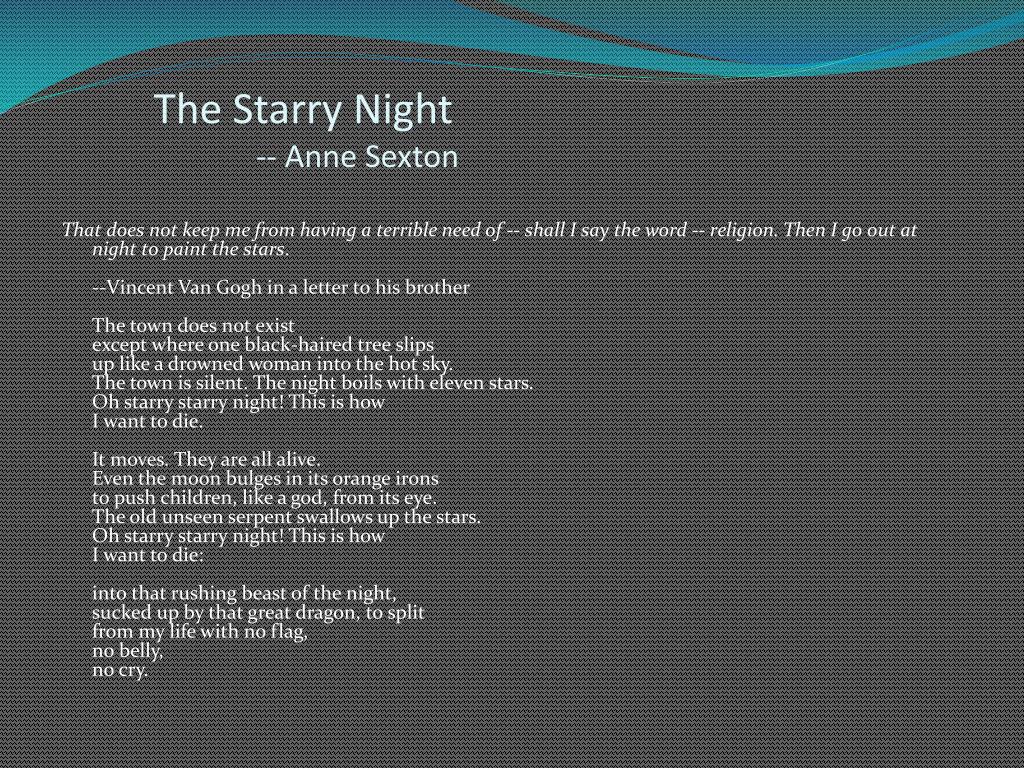 the starry night anne sexton meaning