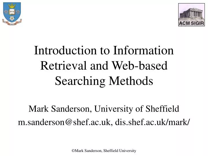 introduction to information retrieval and web based searching methods n.