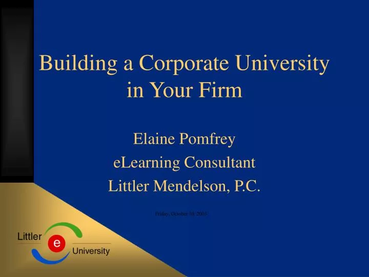 building a corporate university in your firm n.