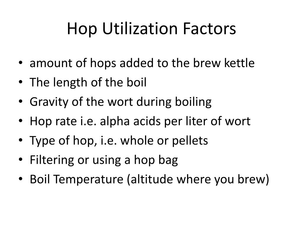 Hop Utilization Chart