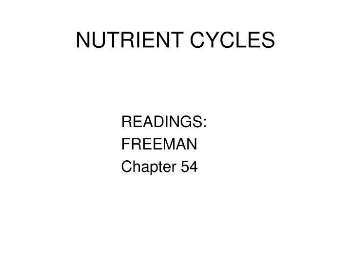 nutrient cycles n.