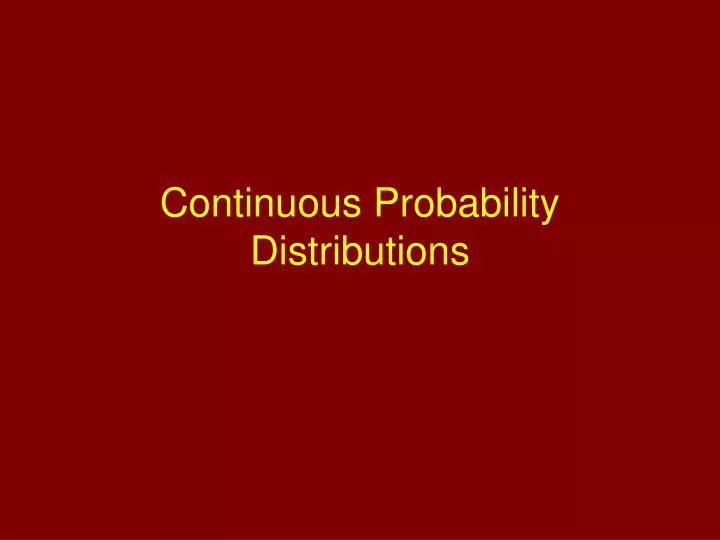 continuous probability distributions n.