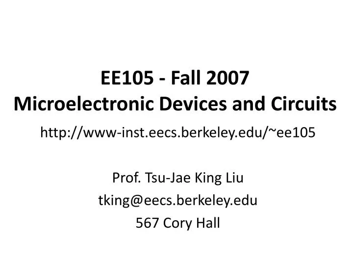 ee105 fall 2007 microelectronic devices and circuits n.