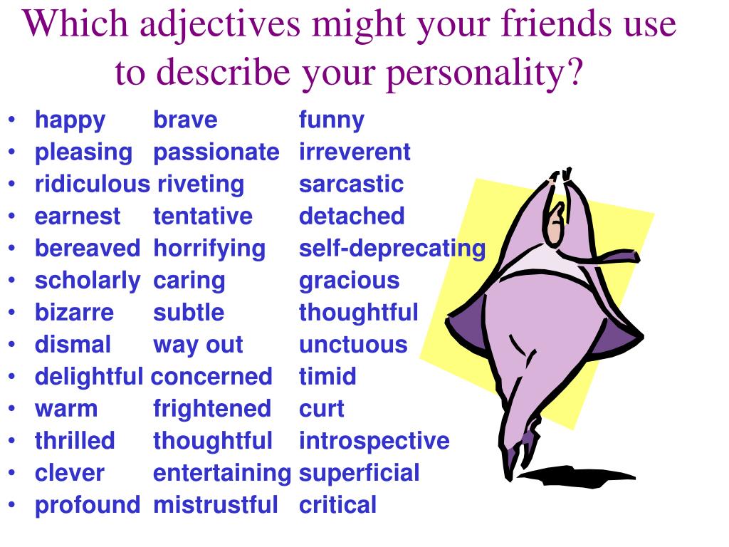 Best adjective. Презентация describing personality. Describe your friends character. Adjectives to describe a friend. Describe your personality.