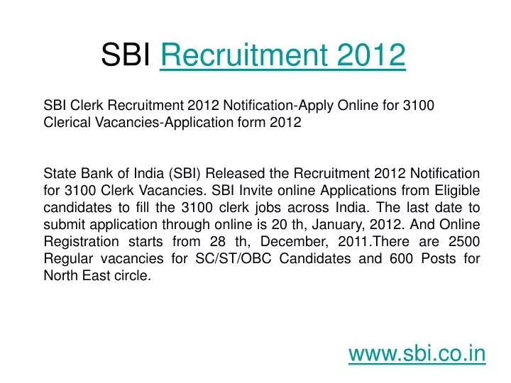 sbi recruitment 2012 n.
