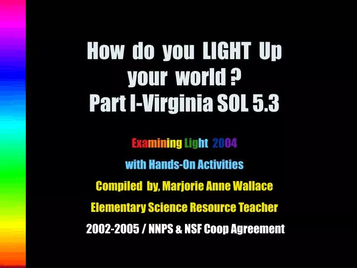 how do you light up your world part i virginia sol 5 3 n.