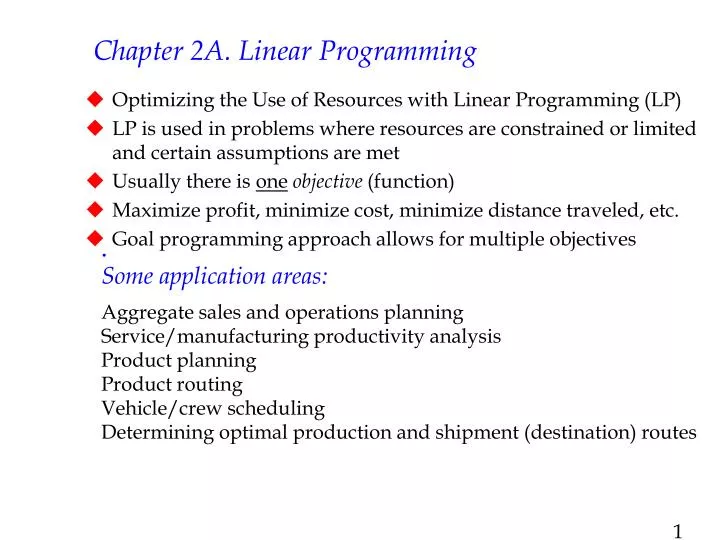 PPT - Chapter 2A. Linear Programming PowerPoint Presentation, free ...