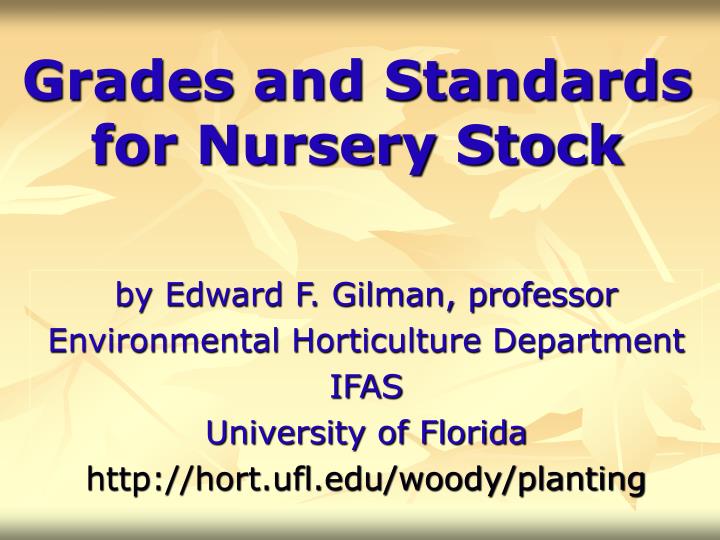 grades and standards for nursery stock n.
