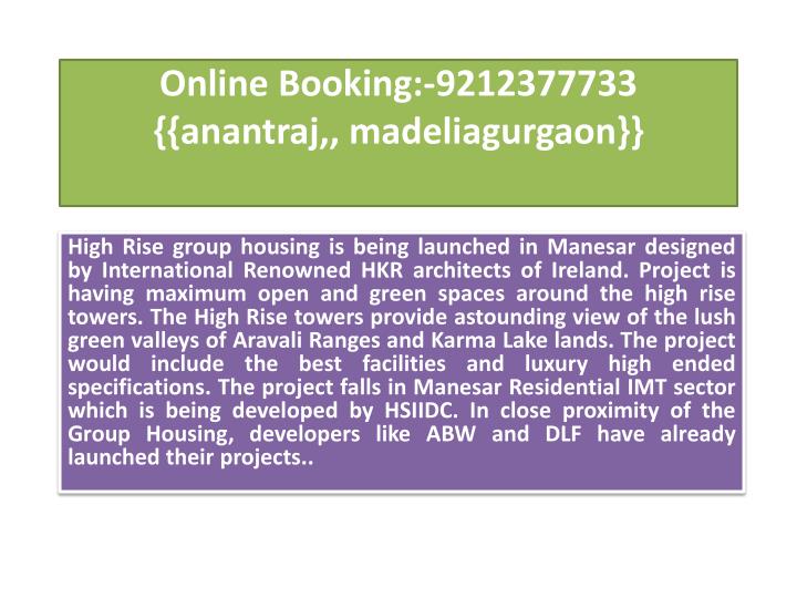 online booking 9212377733 anantraj madeliagurgaon n.
