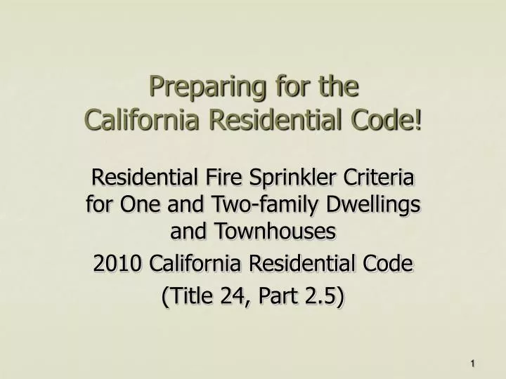 preparing for the california residential code n.