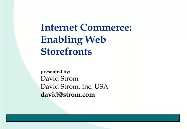 internet commerce enabling web storefronts n.