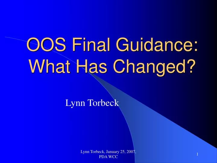 oos final guidance what has changed n.