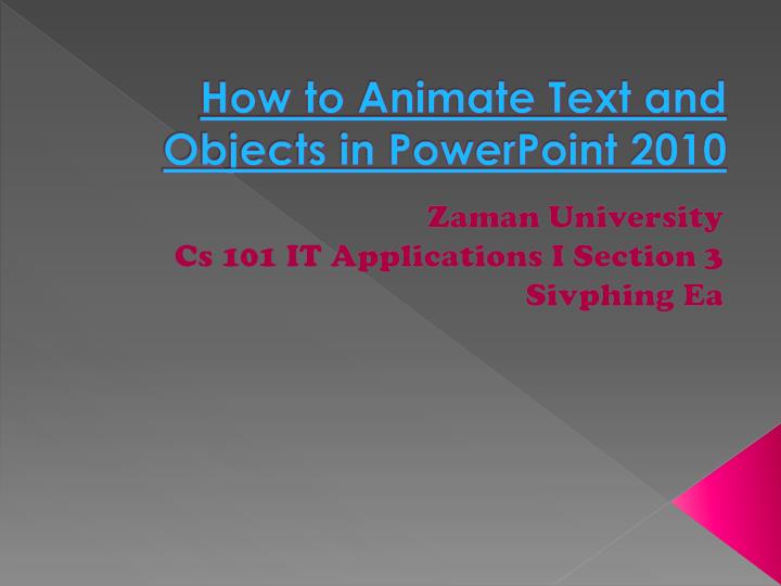how to animate text and objects in powerpoint 2010 n.