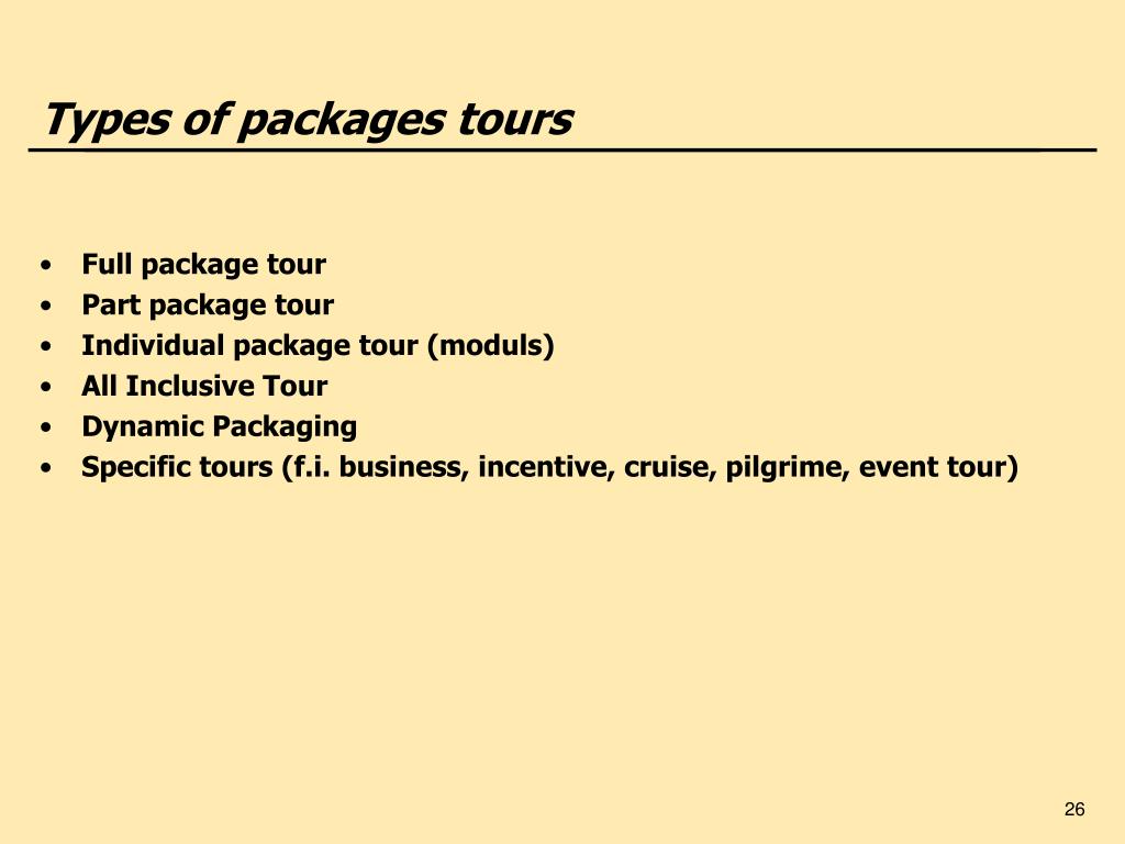 types of tour packages ppt
