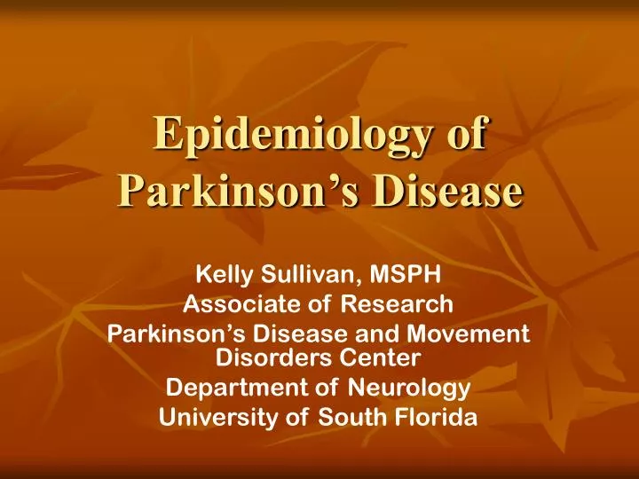epidemiology of parkinson s disease n.