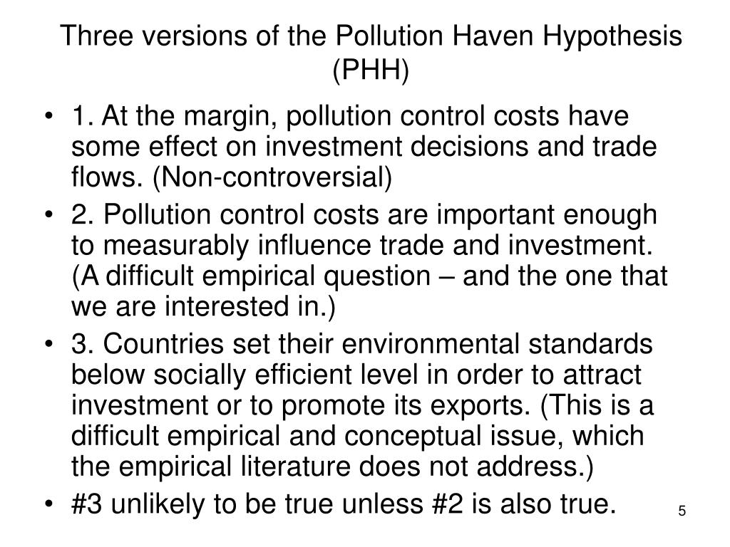 hypothesis for pollution