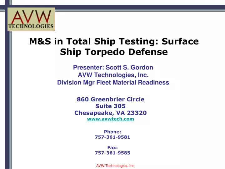 m s in total ship testing surface ship torpedo defense n.