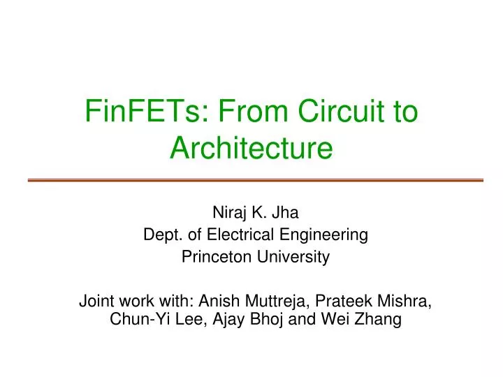 finfets from circuit to architecture n.