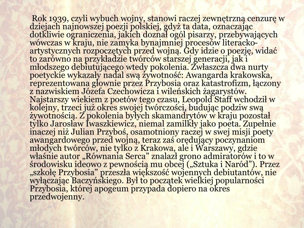 Sprawdzian Literatura Wojny I Okupacji PPT - Literatura Wojny i Okupacji PowerPoint Presentation, free