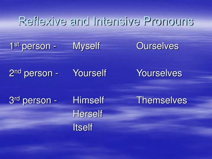 reflexive and intensive pronouns n.