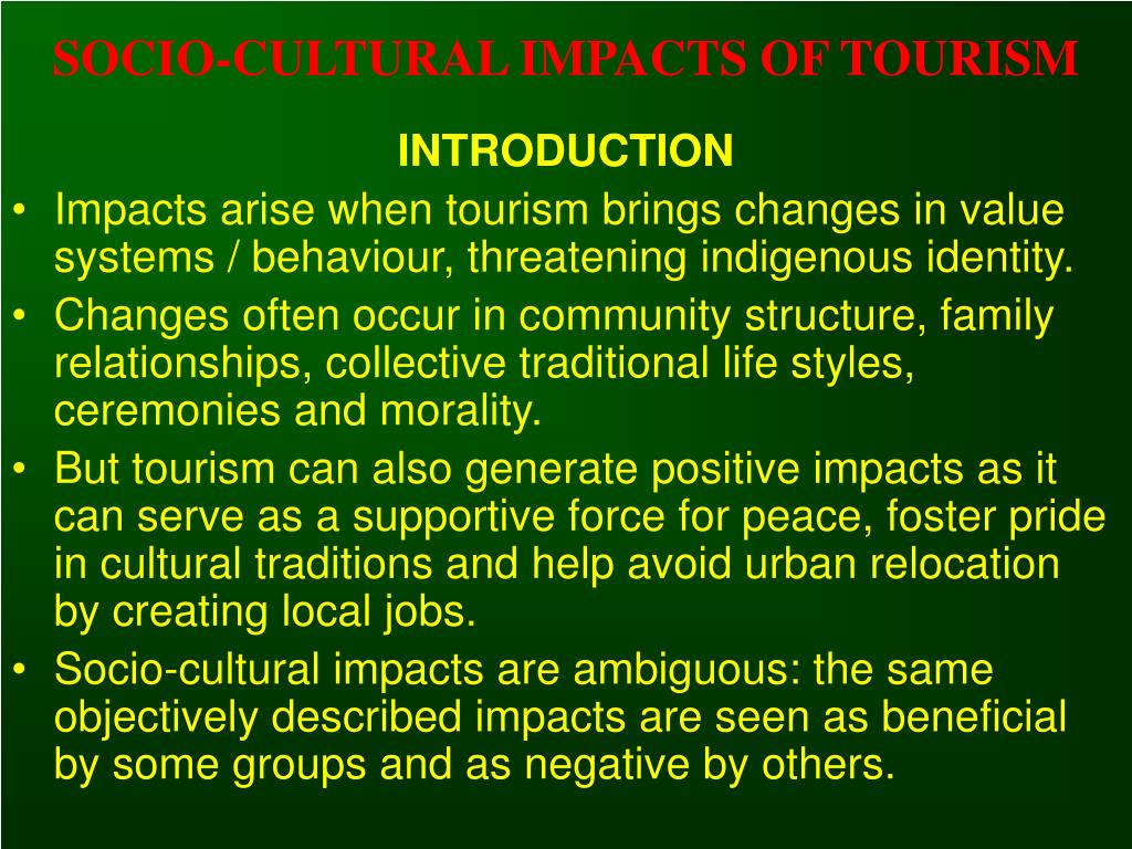 socio cultural impacts of tourism negative
