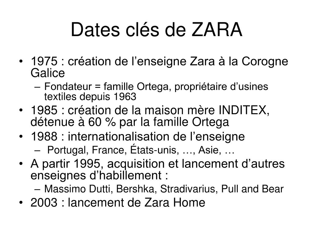 PPT - Le cas ZARA Quels sont les clés du succès de cette enseigne espagnole  de l'habillement ? PowerPoint Presentation - ID:227516
