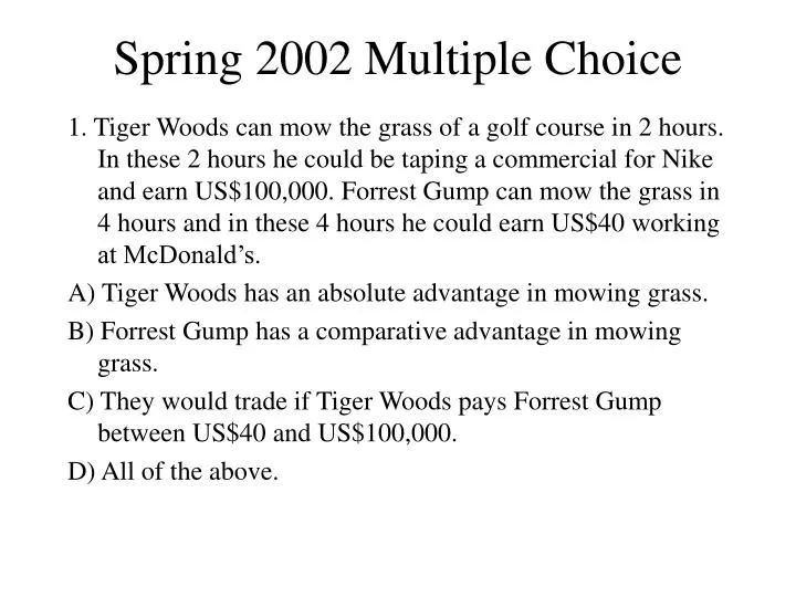 spring 2002 multiple choice n.