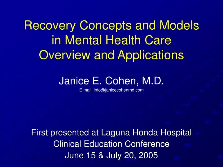 PPT - Recovery Concepts and Models in Mental Health Care Overview and Applications PowerPoint ... PPT - Recovery Concepts and Models in Mental Health Care Overview and Applications PowerPoint ...