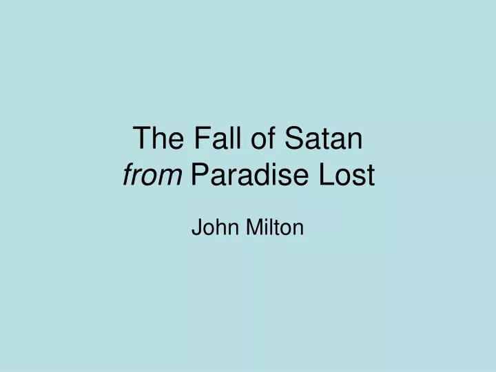 the fall of satan from paradise lost n.