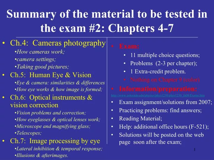 summary of the material to be tested in the exam 2 chapters 4 7 n.